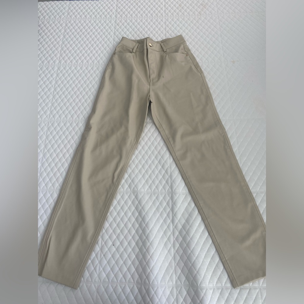 Zara faux leather pants in tan